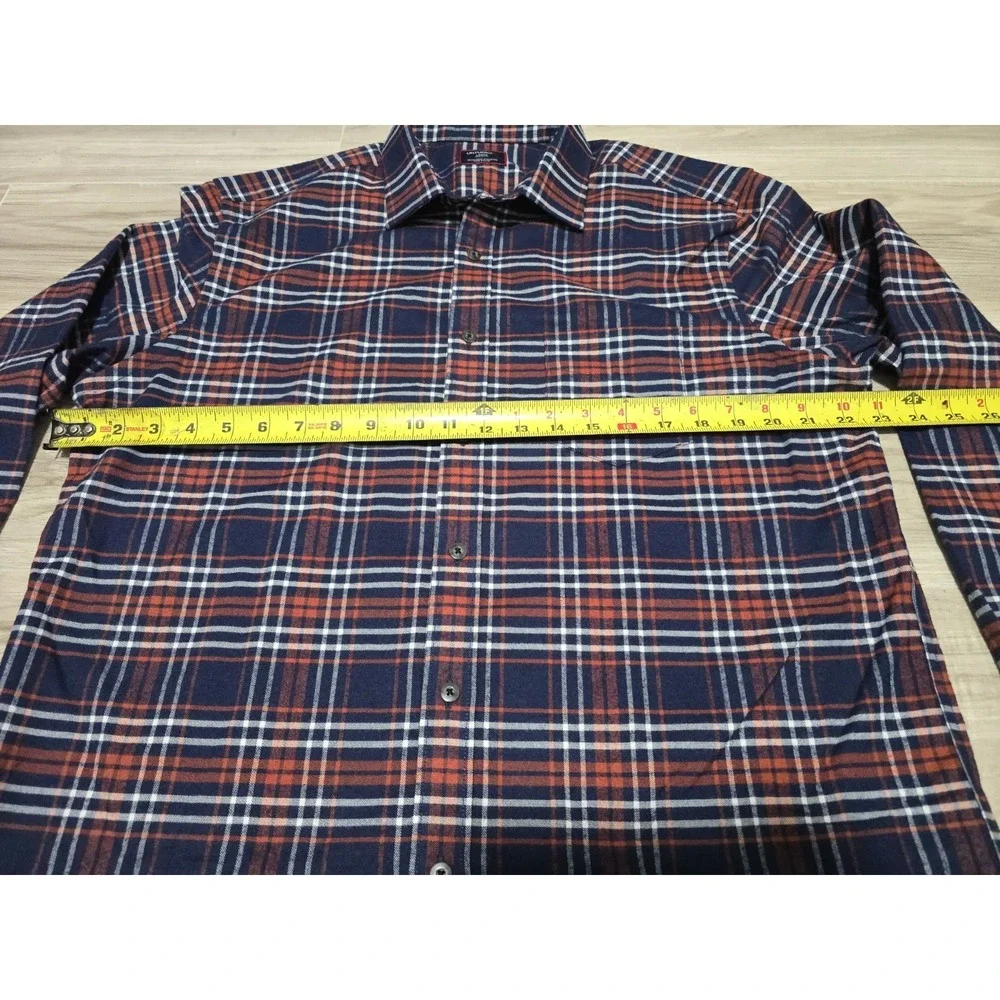 UNTUCKit Mens Regular Fit Plaid Button Up Shirt Blue Polyester - Picture 6 of 8